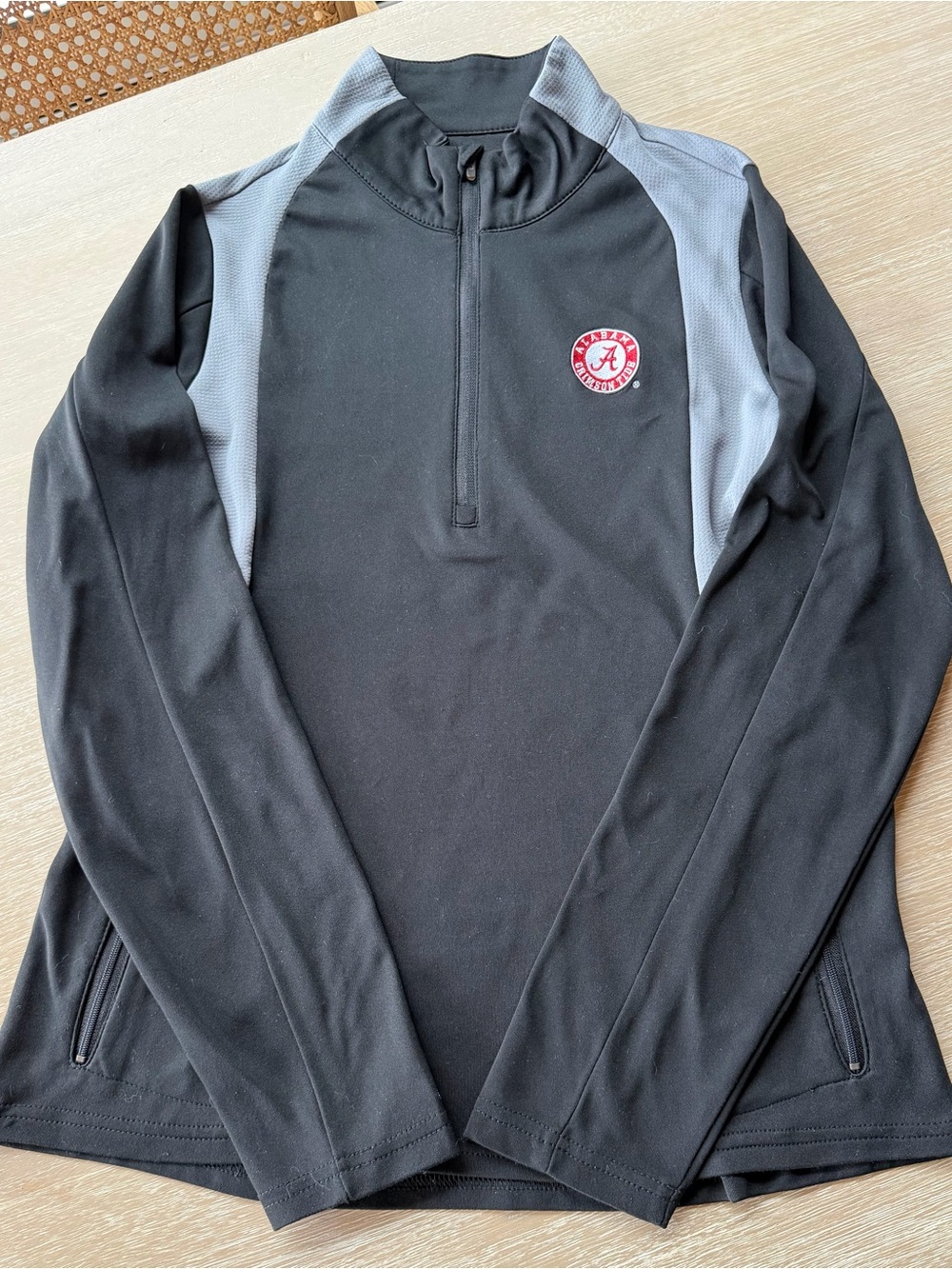 Antigua Alabama Crimson Tide Quarter Zip Pullover Black Gray Sweatshirt M